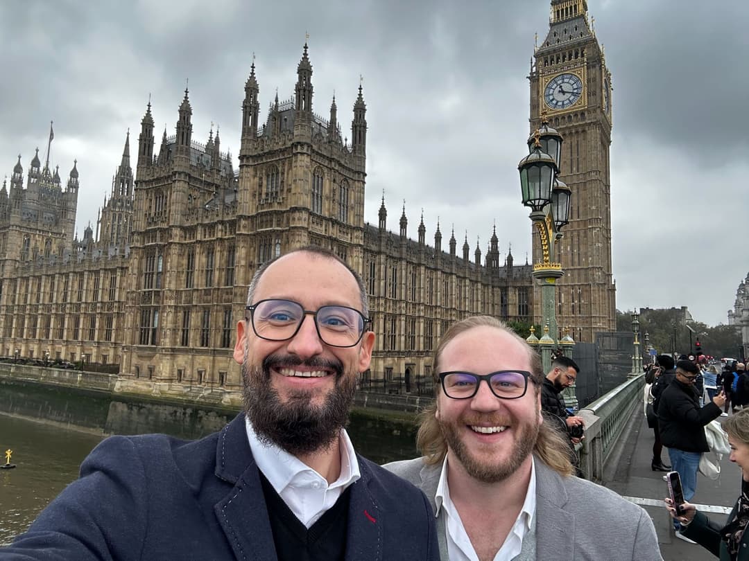 Naturaily employees smiling to camera while on a business trip in London
